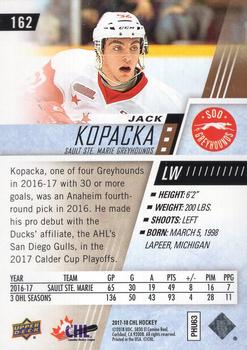 2017-18 Upper Deck CHL - Rainbow #162 Jack Kopacka Back