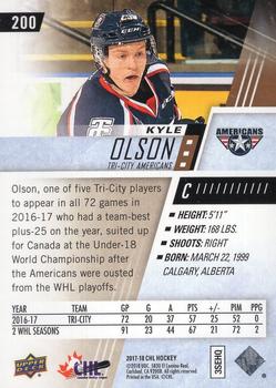 2017-18 Upper Deck CHL - Rainbow #200 Kyle Olson Back