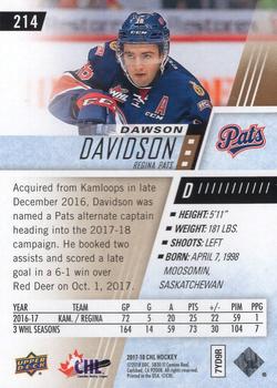 2017-18 Upper Deck CHL - Rainbow #214 Dawson Davidson Back