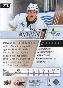 2017-18 Upper Deck CHL - Rainbow #278 Maxim Mizyurin Back
