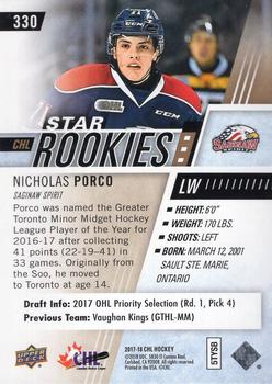 2017-18 Upper Deck CHL - Rainbow #330 Nicholas Porco Back