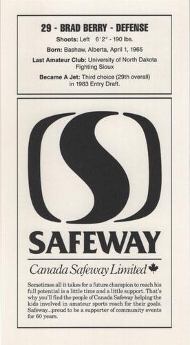 1989-90 Safeway Winnipeg Jets #NNO Brad Berry Back