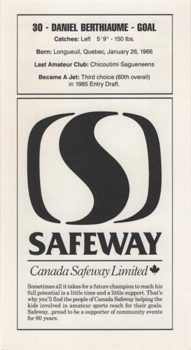1989-90 Safeway Winnipeg Jets #NNO Daniel Berthiaume Back