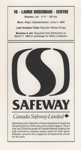 1989-90 Safeway Winnipeg Jets #NNO Laurie Boschman Back