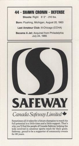 1989-90 Safeway Winnipeg Jets #NNO Shawn Cronin Back