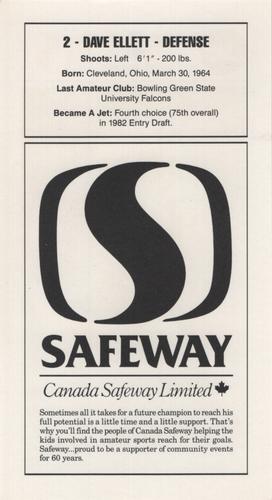 1989-90 Safeway Winnipeg Jets #NNO Dave Ellett Back
