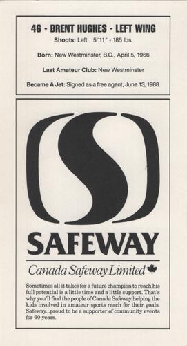 1989-90 Safeway Winnipeg Jets #NNO Brent Hughes Back