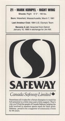 1989-90 Safeway Winnipeg Jets #NNO Mark Kumpel Back