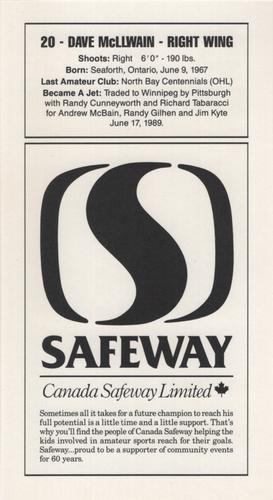 1989-90 Safeway Winnipeg Jets #NNO Dave McLlwain Back