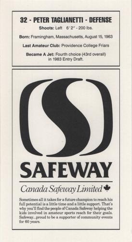 1989-90 Safeway Winnipeg Jets #NNO Peter Taglianetti Back