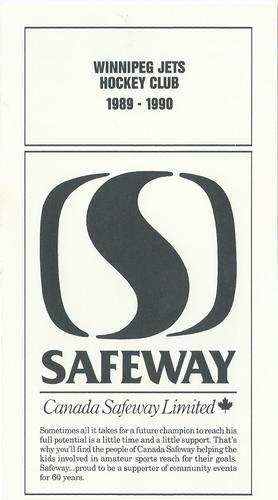 1989-90 Safeway Winnipeg Jets #NNO Team Card Back