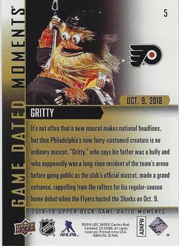2018-19 Upper Deck Game Dated Moments #5 Gritty Back