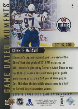 2018-19 Upper Deck Game Dated Moments #8 Connor McDavid Back
