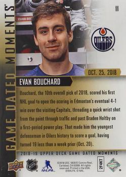 2018-19 Upper Deck Game Dated Moments #11 Evan Bouchard Back