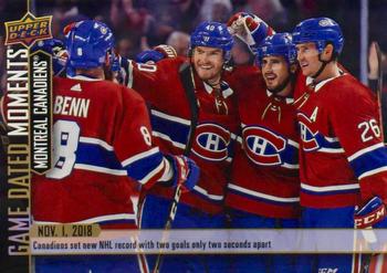 2018-19 Upper Deck Game Dated Moments #15 Montreal Canadiens Front