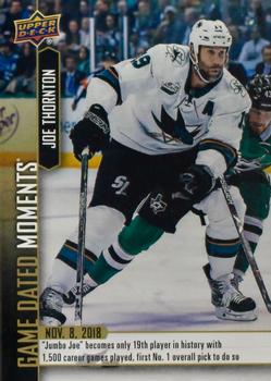2018-19 Upper Deck Game Dated Moments #18 Joe Thornton Front