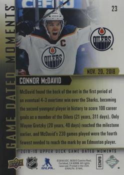 2018-19 Upper Deck Game Dated Moments #23 Connor McDavid Back