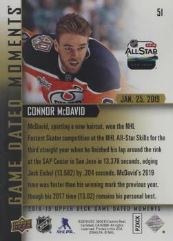 2018-19 Upper Deck Game Dated Moments #51 Connor McDavid Back