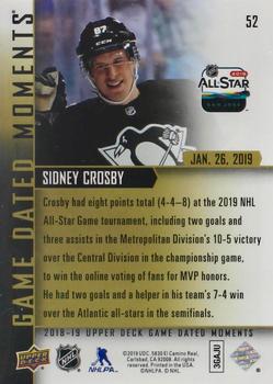 2018-19 Upper Deck Game Dated Moments #52 Sidney Crosby Back