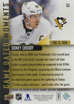 2018-19 Upper Deck Game Dated Moments #55 Sidney Crosby Back