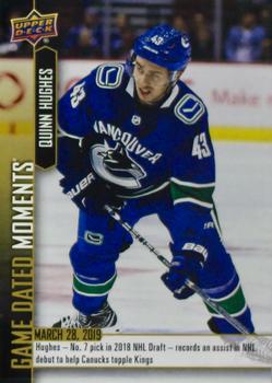 2018-19 Upper Deck Game Dated Moments #79 Quinn Hughes Front