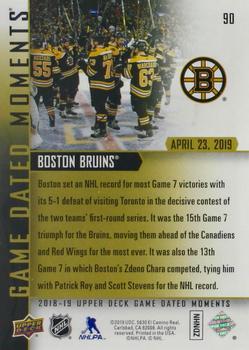 2018-19 Upper Deck Game Dated Moments #90 Boston Bruins Back