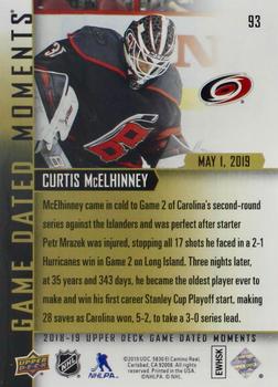2018-19 Upper Deck Game Dated Moments #93 Curtis McElhinney Back