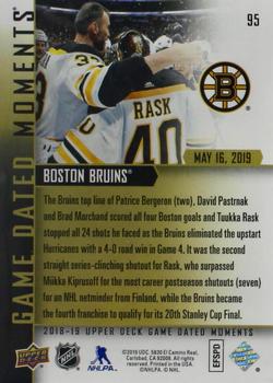 2018-19 Upper Deck Game Dated Moments #95 Boston Bruins Back