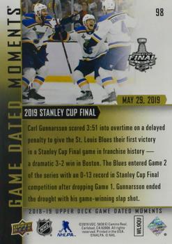 2018-19 Upper Deck Game Dated Moments #98 2019 Stanley Cup Final Back
