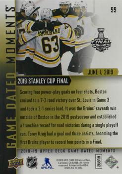 2018-19 Upper Deck Game Dated Moments #99 2019 Stanley Cup Final Back
