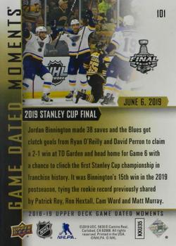 2018-19 Upper Deck Game Dated Moments #101 2019 Stanley Cup Final Back