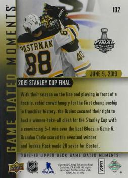 2018-19 Upper Deck Game Dated Moments #102 2019 Stanley Cup Final Back