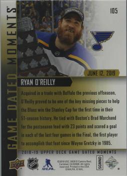 2018-19 Upper Deck Game Dated Moments #105 Ryan O'Reilly Back
