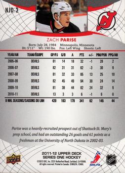 2011-12 Upper Deck New Jersey Devils #NJD-2 Zach Parise Back