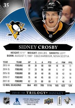2018-19 Upper Deck Trilogy - Blue Foil #35 Sidney Crosby Back