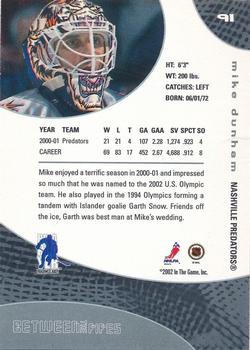 2001-02 Be a Player Between the Pipes - 23rd Chicago National 2002 #91 Mike Dunham Back