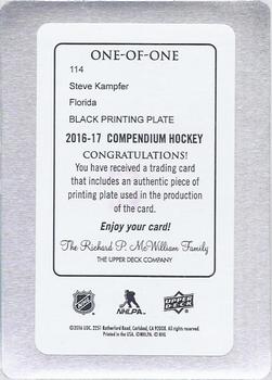 2016-17 Upper Deck Compendium - Printing Plates Black #114 Steve Kampfer Back