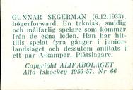 1956-57 Alfa Ishockey (Swedish) #66 Gunnar Segerman Back