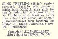 1957-58 Alfa Ishockey (Swedish) #102 Sune Wretling Back
