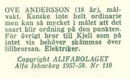 1957-58 Alfa Ishockey (Swedish) #110 Ove Andersson Back