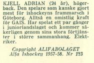 1957-58 Alfa Ishockey (Swedish) #123 Kjell Adrian Back
