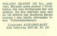 1957-58 Alfa Ishockey (Swedish) #127 Roland Skarin Back