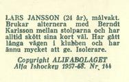 1957-58 Alfa Ishockey (Swedish) #144 Lars Jansson Back