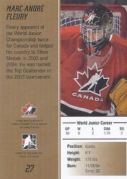 2007 In The Game Going For Gold #27 Marc-Andre Fleury Back