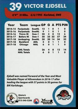 2018-19 Gizmo's Sportscards Rockford IceHogs (AHL) #NNO Victor Ejdsell Back