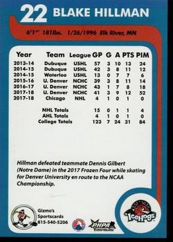 2018-19 Gizmo's Sportscards Rockford IceHogs (AHL) #NNO Blake Hillman Back