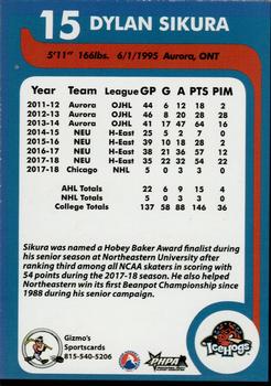 2018-19 Gizmo's Sportscards Rockford IceHogs (AHL) #NNO Dylan Sikura Back