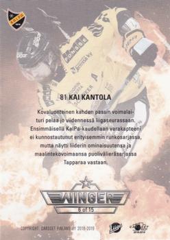 2018-19 Cardset Finland - Winger #6 Kai Kantola Back