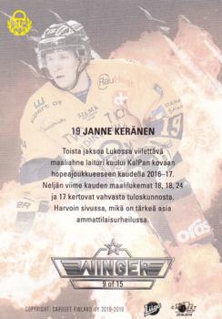 2018-19 Cardset Finland - Winger #9 Janne Keränen Back
