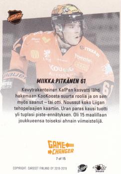 2018-19 Cardset Finland - Game Changer #7 Miikka Pitkänen Back